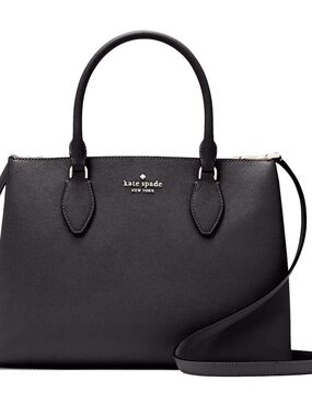 kate spade Black Saffiano Leather Satchel with Crossbody Strap